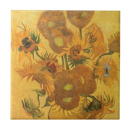 Vincent van Gogh - Vase mit fünfzehn Sonnenblumen Fliese (Vorderseite)