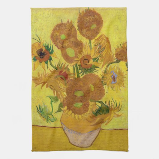 Vincent van Gogh - Vase mit fünfzehn Sonnenblumen Geschirrtuch (Vertikal)