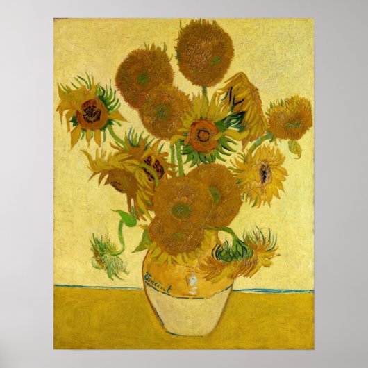Vincent van Gogh - Vase mit fünfzehn Sonnenblumen Poster (Vorne)