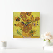 Vincent van Gogh - Vase mit fünfzehn Sonnenblumen Quadratische Wanduhr (Zuhause)