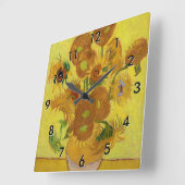 Vincent van Gogh - Vase mit fünfzehn Sonnenblumen Quadratische Wanduhr (Winkel)