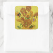 Vincent van Gogh - Vase mit fünfzehn Sonnenblumen Quadratischer Aufkleber (Tasche)