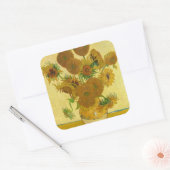 Vincent van Gogh - Vase mit fünfzehn Sonnenblumen Quadratischer Aufkleber (Umschlag)