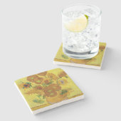 Vincent van Gogh - Vase mit fünfzehn Sonnenblumen Steinuntersetzer (Seitenansicht)