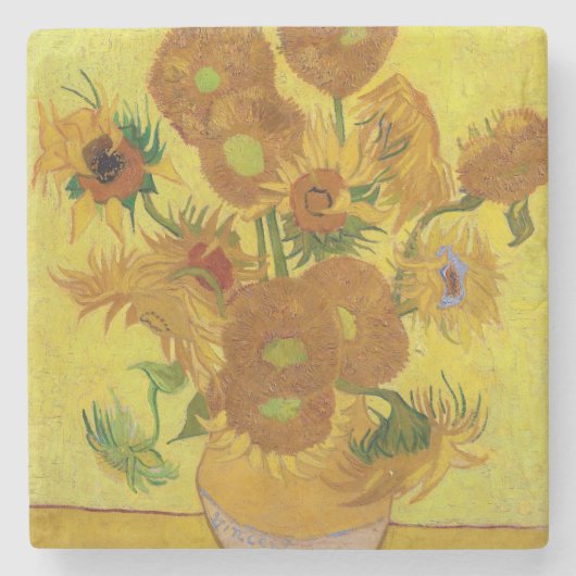 Vincent van Gogh - Vase mit fünfzehn Sonnenblumen Steinuntersetzer (Vorderseite)