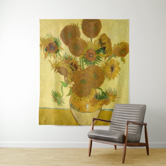 Vincent van Gogh - Vase mit fünfzehn Sonnenblumen Wandteppich (Beispiel)