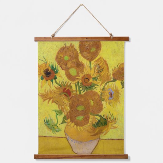 Vincent van Gogh - Vase mit fünfzehn Sonnenblumen Wandteppich Mit Holzrahmen (Vorderseite)