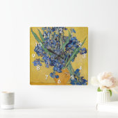 Vincent van Gogh - Vase mit Iren Quadratische Wanduhr (Zuhause)