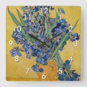 Vincent van Gogh - Vase mit Iren Quadratische Wanduhr (Vorderseite)