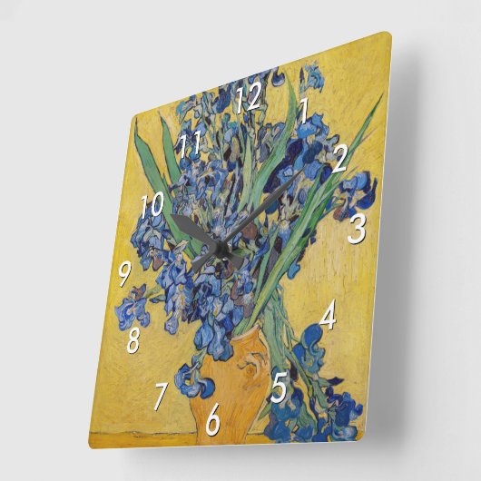 Vincent van Gogh - Vase mit Iren Quadratische Wanduhr (Winkel)