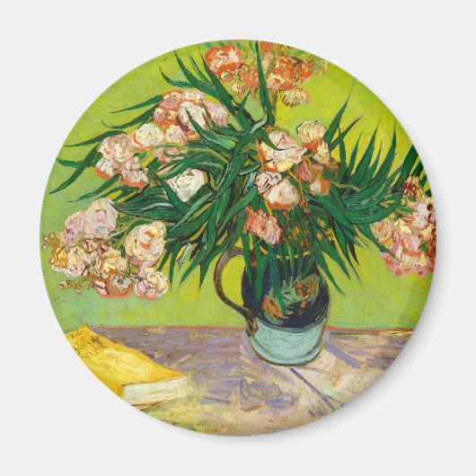Vincent Van Gogh Vase mit Oleandern und Büchern Magnet (Vorne)