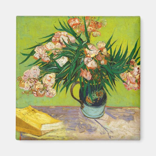 Vincent Van Gogh Vase mit Oleandern und Büchern Magnet (Vorne)