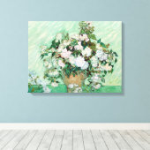 Vincent van Gogh Vase mit rosa Rosen Leinwanddruck (Insitu (Holzboden))