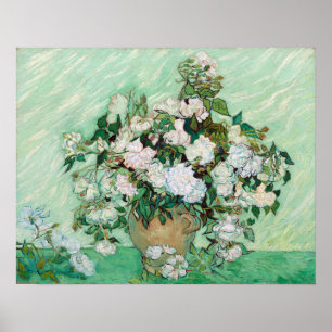 Vincent van Gogh Vase mit rosa Rosen Poster