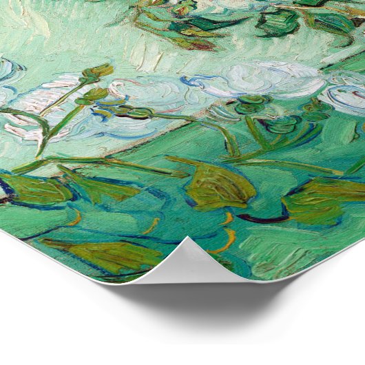 Vincent van Gogh Vase mit rosa Rosen Poster (Ecke)