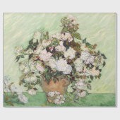 Vincent Van Gogh Vase mit rosa Rosen und florale K Geschenkpapier (Flach)