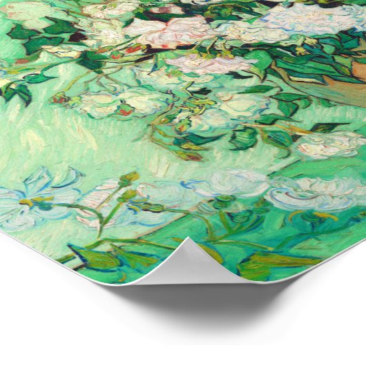 Vincent Van Gogh Vase mit rosa Roses Fine Art Poster (Ecke)