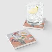 Vincent van Gogh - Vase mit Rose & Anemone Steinuntersetzer (Seitenansicht)