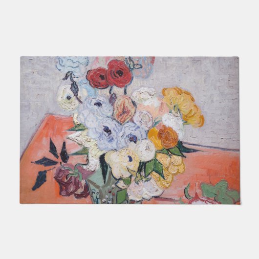 Vincent van Gogh - Vase mit Rose und Anemonen Fußmatte (Vorderseite)