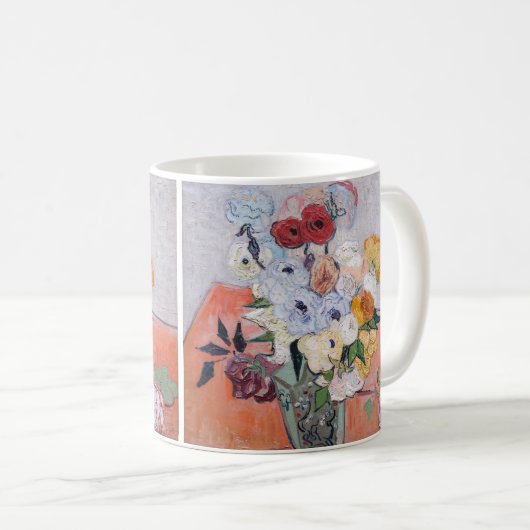 Vincent van Gogh - Vase mit Rose und Anemonen Kaffeetasse (VorderseiteRechts)