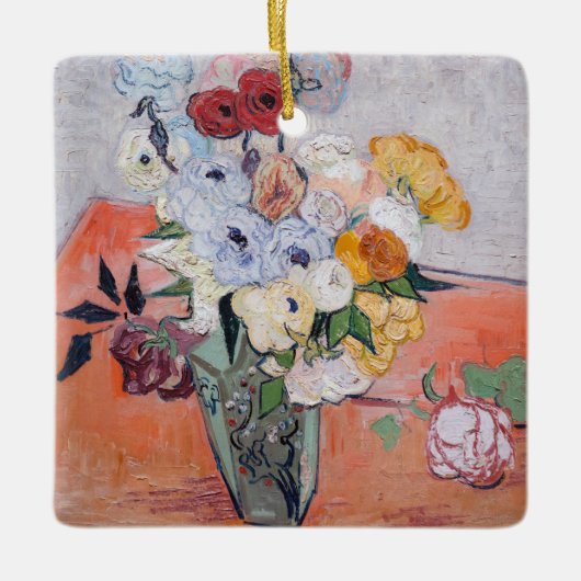 Vincent van Gogh - Vase mit Rose und Anemonen Keramikornament (Vorderseite)
