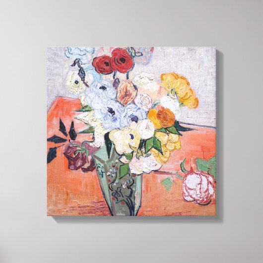 Vincent van Gogh - Vase mit Rose und Anemonen Leinwanddruck (Vorderseite)