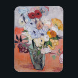 Vincent van Gogh - Vase mit Rose und Anemonen Magnet<br><div class="desc">Stillleben / Japanische Vase mit Rose und Anemonen - Vincent van Gogh,  1890</div>