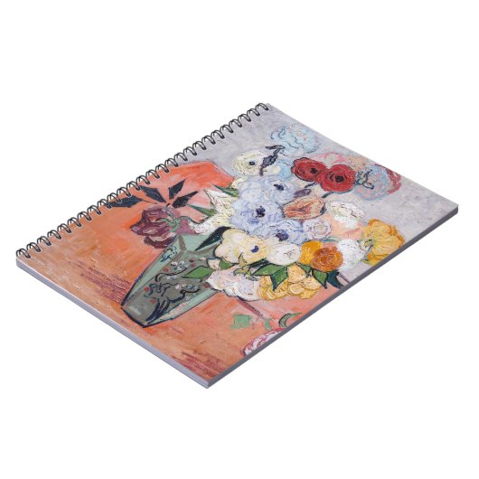 Vincent van Gogh - Vase mit Rose und Anemonen Notizblock (Linke Seite)