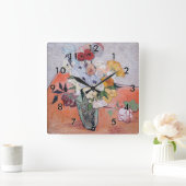Vincent van Gogh - Vase mit Rose und Anemonen Quadratische Wanduhr (Zuhause)