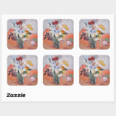 Vincent van Gogh - Vase mit Rose und Anemonen Quadratischer Aufkleber (Blatt)