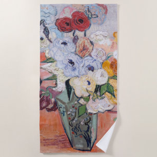 Vincent van Gogh - Vase mit Rose und Anemonen Strandtuch
