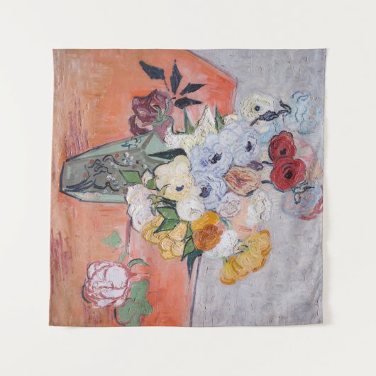 Vincent van Gogh - Vase mit Rose und Anemonen Wandteppich (Vorderseite (Horizontal))