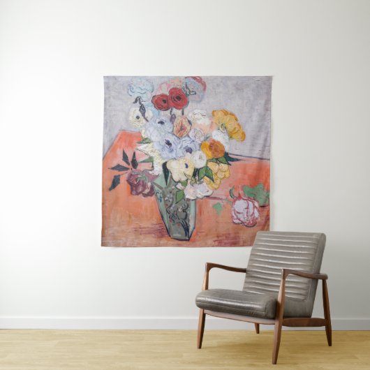 Vincent van Gogh - Vase mit Rose und Anemonen Wandteppich (Beispiel)
