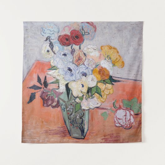 Vincent van Gogh - Vase mit Rose und Anemonen Wandteppich (Vorderseite)