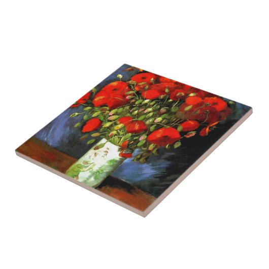 Vincent Van Gogh Vase mit roten Pfefferchen Blumen Fliese (Seite)