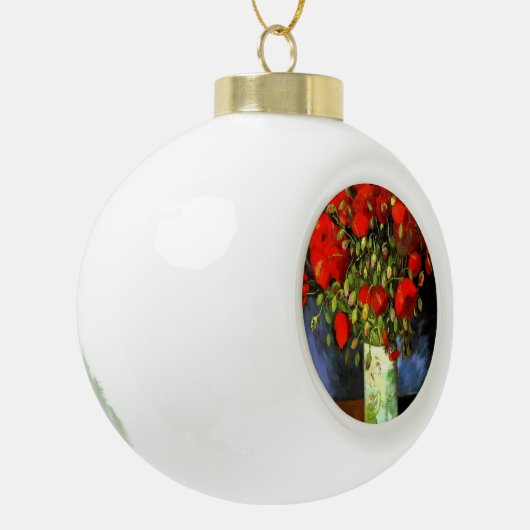 Vincent Van Gogh Vase mit roten Pfefferchen Blumen Keramik Kugel-Ornament (Links)