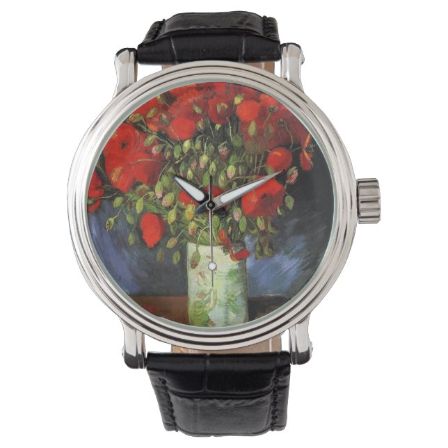 Vincent Van Gogh Vase mit roten Pflaumen Armbanduhr (Vorderseite)