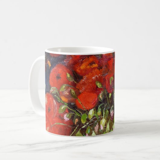 Vincent Van Gogh Vase mit roten Poppies Kaffeetasse (Vorderseite Links)