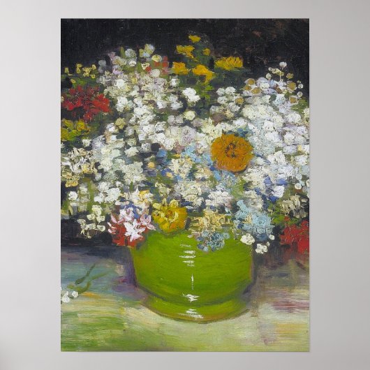 Vincent Van Gogh - Vase mit Zinnias Poster (Vorne)