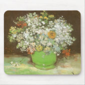 Vincent van Gogh - Vase mit Zinnias und Blume Mousepad (Vorne)