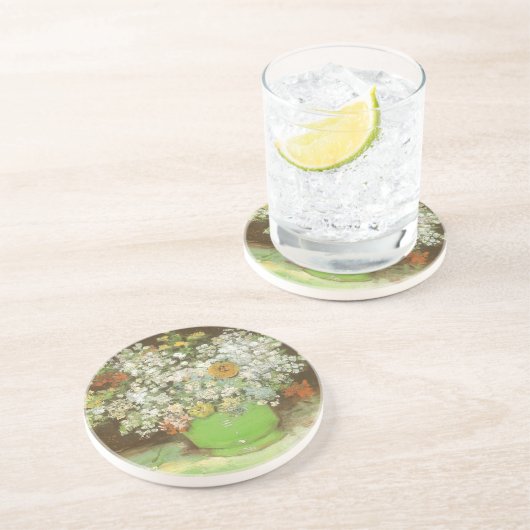 Vincent van Gogh - Vase mit Zinnias und Blume Sandstein Untersetzer (Seite)