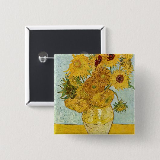 Vincent Van Gogh - Vase mit zwölf Sonnenblumen Button (Vorne & Hinten)
