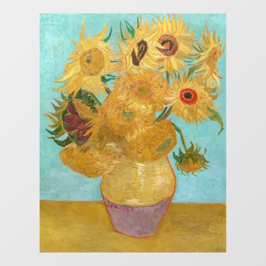 Vincent Van Gogh - Vase mit zwölf Sonnenblumen Fensteraufkleber (Blatt)
