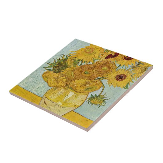 Vincent Van Gogh - Vase mit zwölf Sonnenblumen Fliese (Seite)