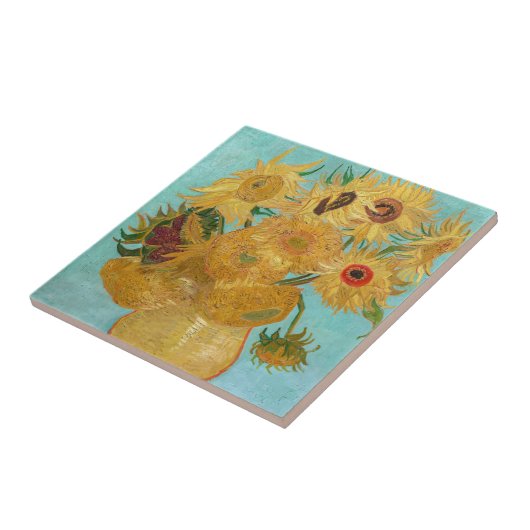 Vincent Van Gogh - Vase mit zwölf Sonnenblumen Fliese (Seite)