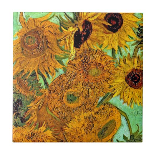 Vincent Van Gogh - Vase mit zwölf Sonnenblumen Fliese (Vorderseite)