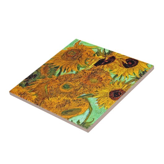 Vincent Van Gogh - Vase mit zwölf Sonnenblumen Fliese (Seite)