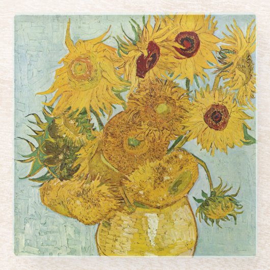 Vincent Van Gogh - Vase mit zwölf Sonnenblumen Glasuntersetzer (Vorderseite)