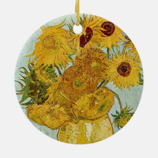 Vincent Van Gogh - Vase mit zwölf Sonnenblumen Keramik Ornament (Hinten)
