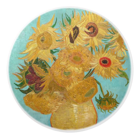 Vincent Van Gogh - Vase mit zwölf Sonnenblumen Keramikknauf (Vorderseite)